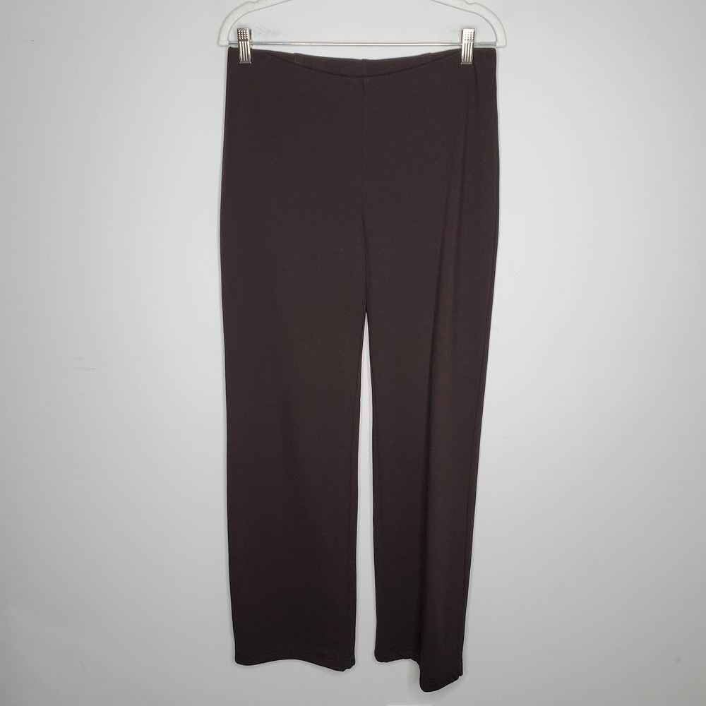 EILEEN FISHER Solid Brown Straight Leg Pull On Pants Sz Small S